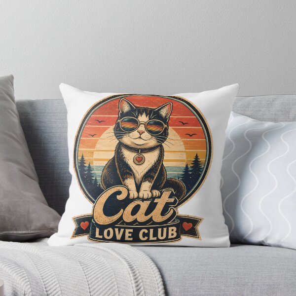 Item preview, Retro Cat Love Club - Vintage Cool Cat Sunset designed and sold by Lu7u.