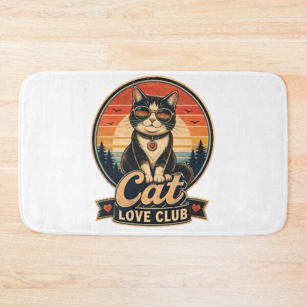 Item preview, Retro Cat Love Club - Vintage Cool Cat Sunset designed and sold by Lu7u.