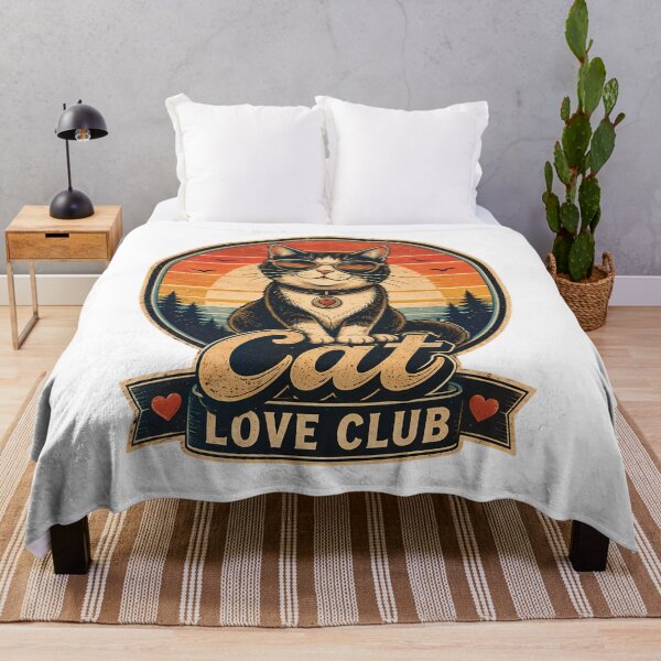 Item preview, Retro Cat Love Club - Vintage Cool Cat Sunset designed and sold by Lu7u.