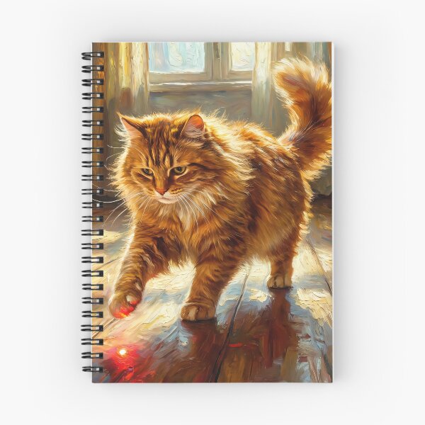 Item preview, Chasing the Red Dot: Fluffy Orange Cat Impasto Oil Painting designed and sold by MoonwoodStudio.