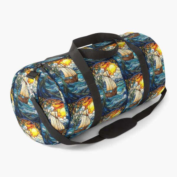 Item preview, Sunset Sailing Ship Stained Glass Window Design designed and sold by pinkal.
