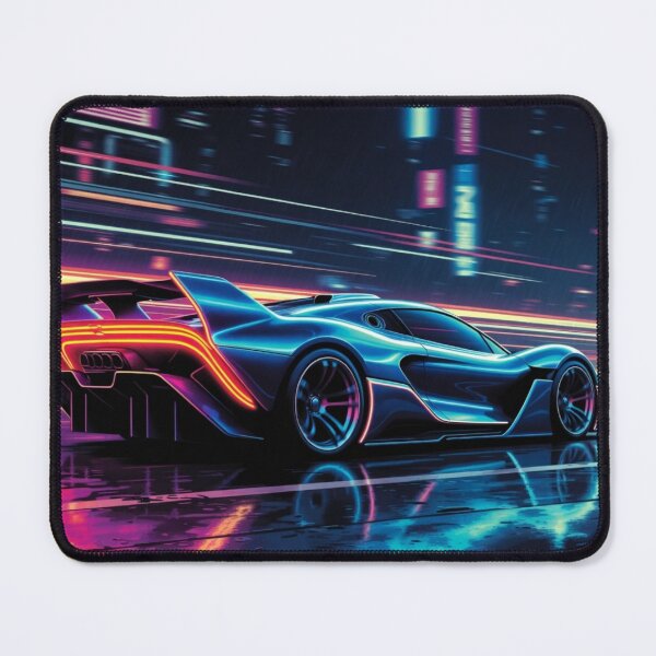 Item preview, Cyberpunk Hypercar Neon Light Trails Poster designed and sold by Nexus Space.