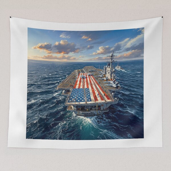 Item preview, American Flag Aircraft Carrier Deck designed and sold by Home Decor Art.