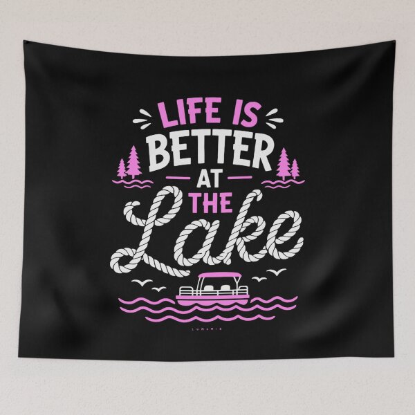 Item preview, Life Is Better At The Lake Pink White Rope Font designed and sold by Buzzlekrun.