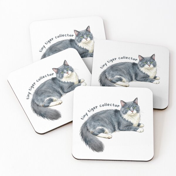 Item preview, Tiny Tiger Collector Sticker | Gray & White Cat Vinyl Decal | Cute Cat Lover Gift | Fluffy Kitty Laptop & Water Bottle Sticker designed and sold by Safiacreatess.