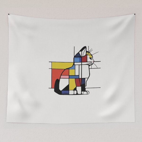 Item preview, Mondrian Cat  Abstract Geometric Art   designed and sold by Gbriel3.