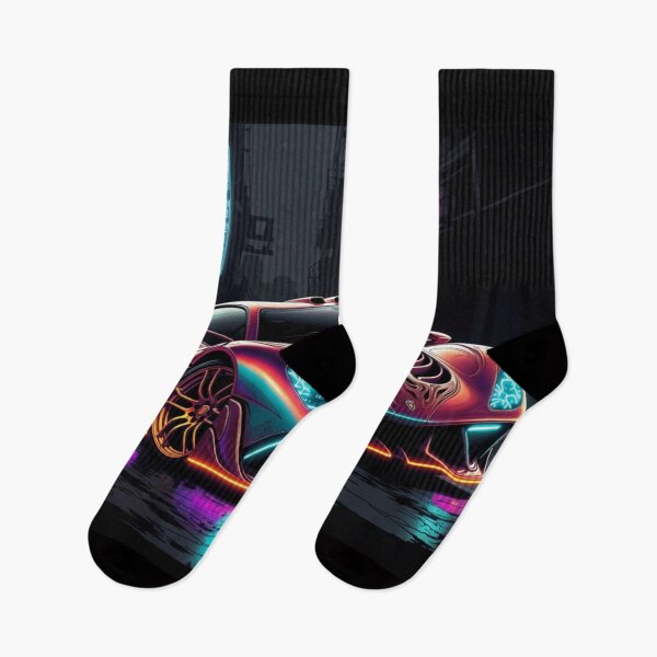 Item preview, Cyberpunk Iridescent Supercar Neon Alley Poster designed and sold by Nexus Space.