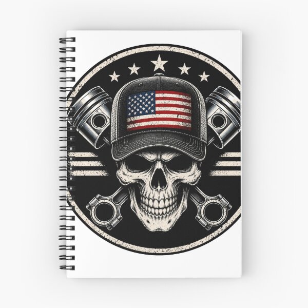 Item preview, Patriotic Skull & Crossed Pistons | American Trucker Garage Badge | Vintage Mechanical Logo designed and sold by Diesel outlaw .