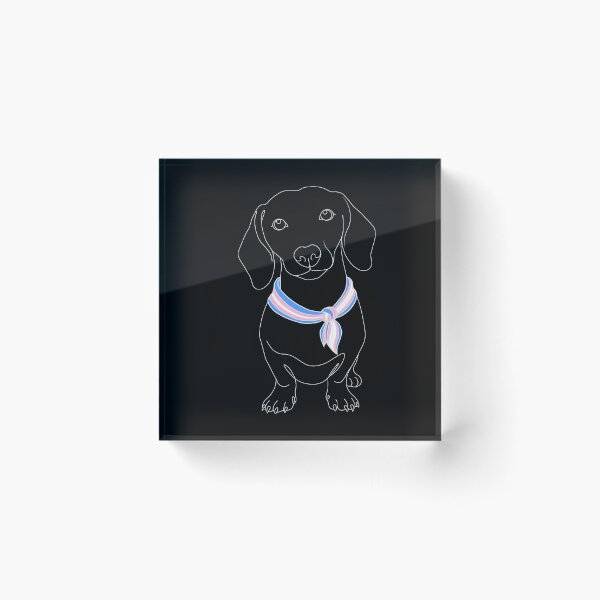 Item preview, Minimalist Dachshund with Transgender Pride Bandana | Dog Line Art designed and sold by TrueColorAr.