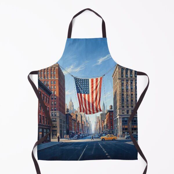 Item preview, American Flag Strung Between Two City Buildings designed and sold by Home Decor Art.