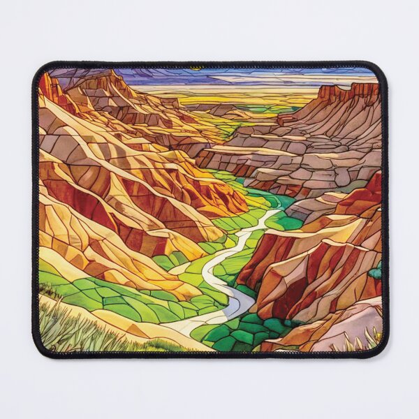 Item preview, Geometric mosaic desert landscape art of Badlands National Park designed and sold by designmari.