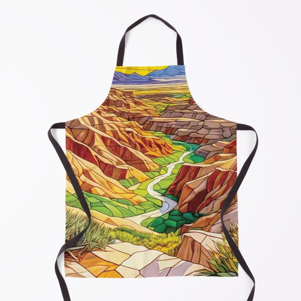 Item preview, Geometric mosaic desert landscape art of Badlands National Park designed and sold by designmari.