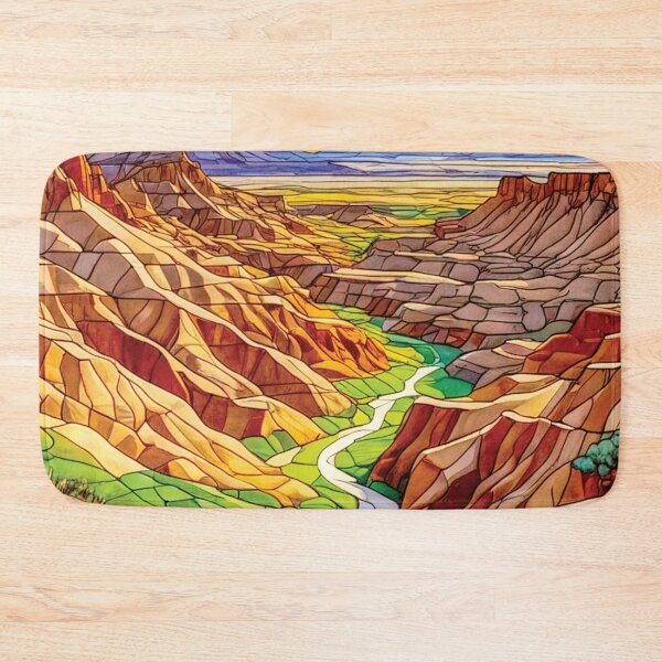 Item preview, Geometric mosaic desert landscape art of Badlands National Park designed and sold by designmari.