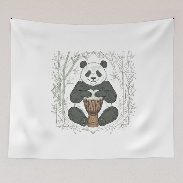Item preview, Panda Drummer | Bamboo Djembe designed and sold by NatureHarmony16.