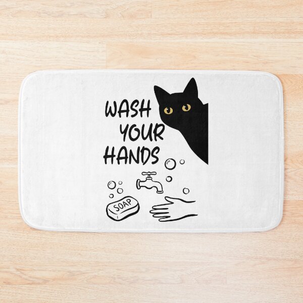 Item preview, Wash Your Hands Cat Funny Bathroom designed and sold by PurrfectHome.