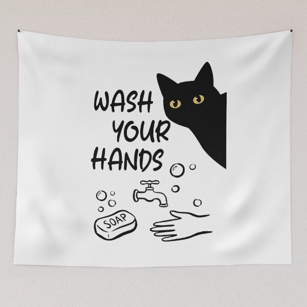 Item preview, Wash Your Hands Cat Funny Bathroom designed and sold by PurrfectHome.