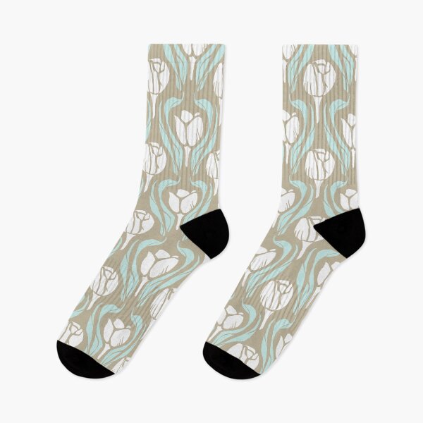 Item preview, Tulip Wood Cut Aqua and Clay designed and sold by Indra's Net.