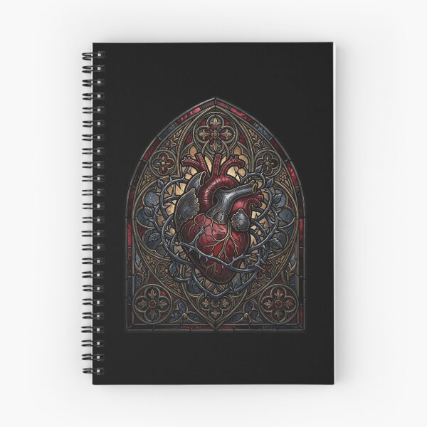 Item preview, Dark Anatomical Heart with Flowers — Somber Gothic Stained Glass designed and sold by David Mateo ArtWorks.