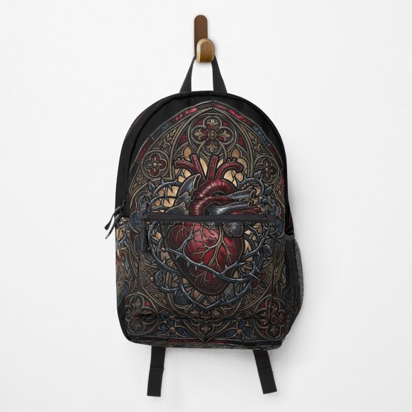 Item preview, Dark Anatomical Heart with Flowers — Somber Gothic Stained Glass designed and sold by David Mateo ArtWorks.