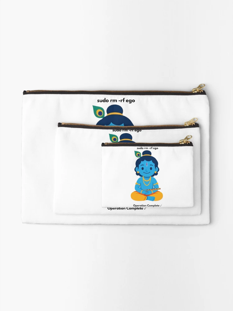 Thumbnail 2 of 4, Zipper Pouch, sudo rm -rf ego | Linux Developer Sticker | Tech Humor designed and sold by BhaktiByte.