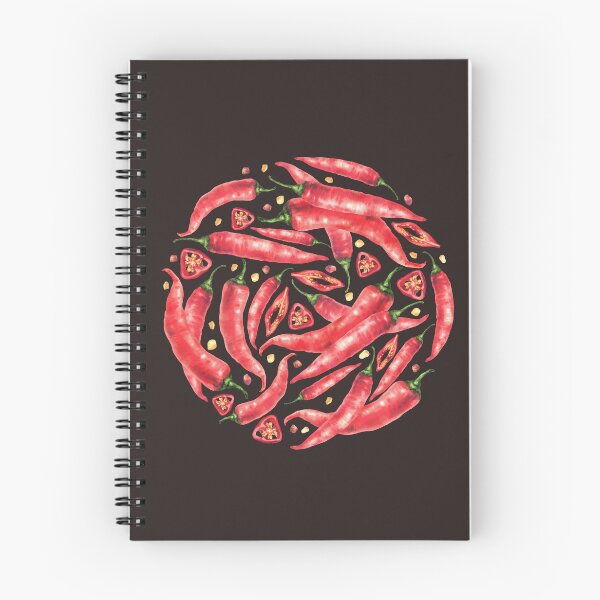 Item preview, Watercolor chili pepper in circle. Red hot Vegetable pods. Food spices hand drawn designed and sold by BartolArt.