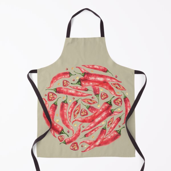 Item preview, Watercolor chili pepper in circle. Red hot Vegetable pods. Food spices hand drawn designed and sold by BartolArt.