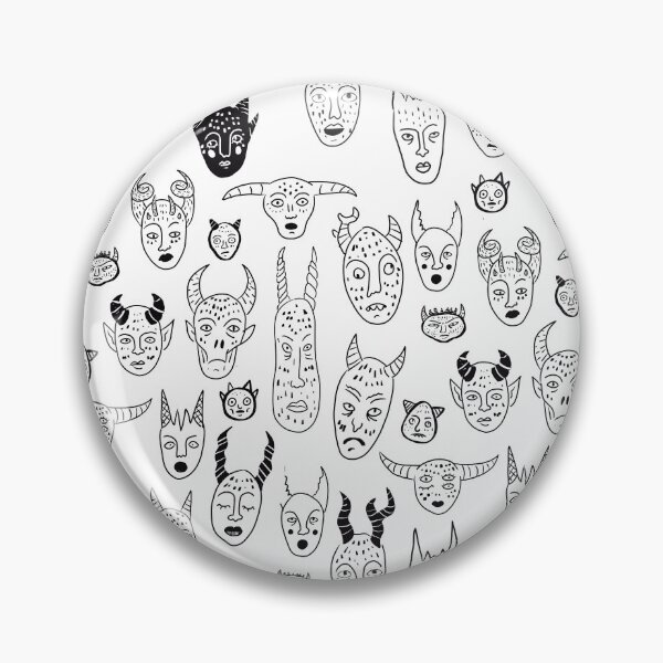 Item preview, Indie Doodle Demon Faces Seamless Pattern designed and sold by by-andreas.
