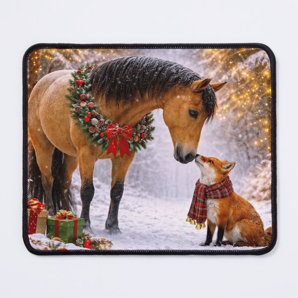 Item preview, Horse and Fox in Winter Wonderland Christmas Holiday designed and sold by Stephanie Laird.