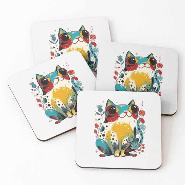 Item preview, Colorful Floral Cat Cute Folk designed and sold by Gbriel3.