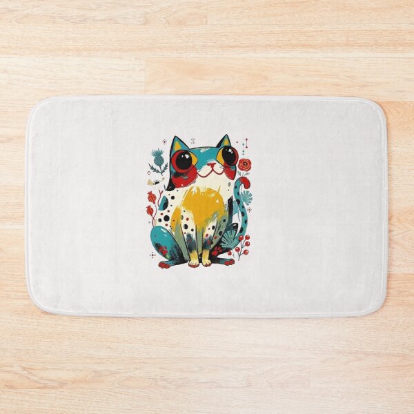 Item preview, Colorful Floral Cat Cute Folk designed and sold by Gbriel3.