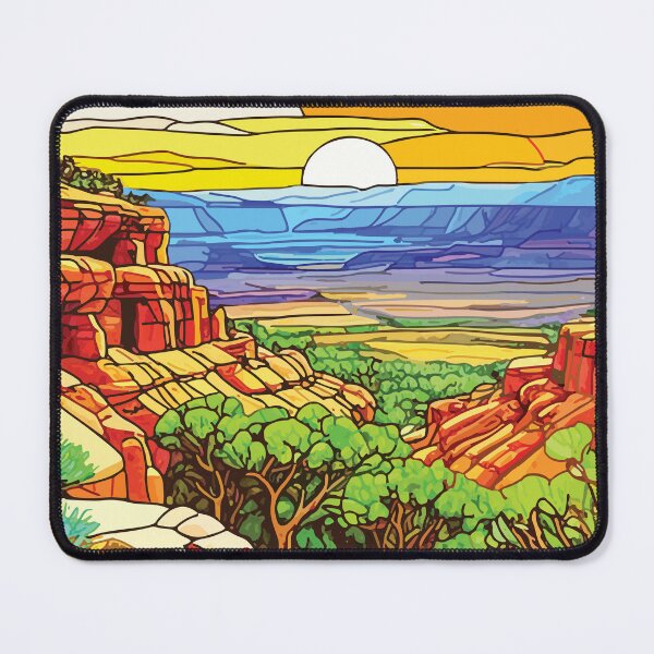 Item preview, Stained Glass Mesa Verde National Park Mosaic Desert Landscape designed and sold by designmari.