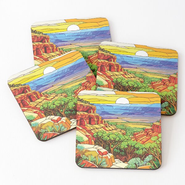 Item preview, Stained Glass Mesa Verde National Park Mosaic Desert Landscape designed and sold by designmari.
