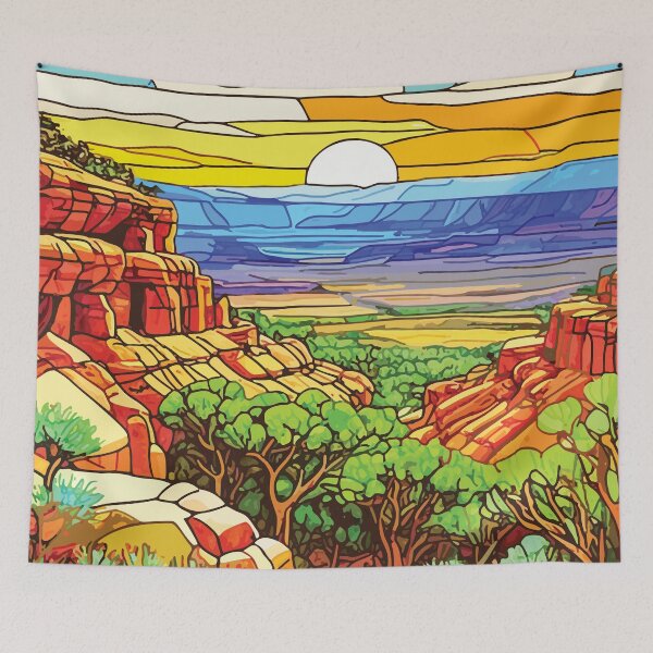 Item preview, Stained Glass Mesa Verde National Park Mosaic Desert Landscape designed and sold by designmari.