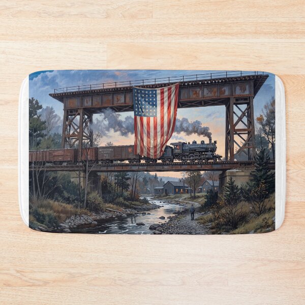 Item preview, American Flag Hanging On RR Bridge designed and sold by Home Decor Art.
