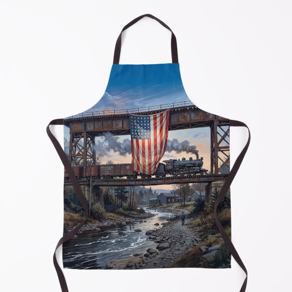 Item preview, American Flag Hanging On RR Bridge designed and sold by Home Decor Art.