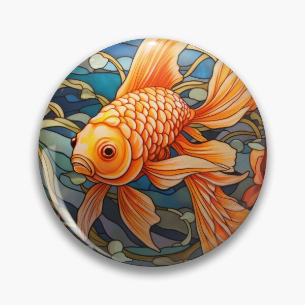 Item preview, Fantail Goldfish Stained Glass Window Design designed and sold by pinkal.