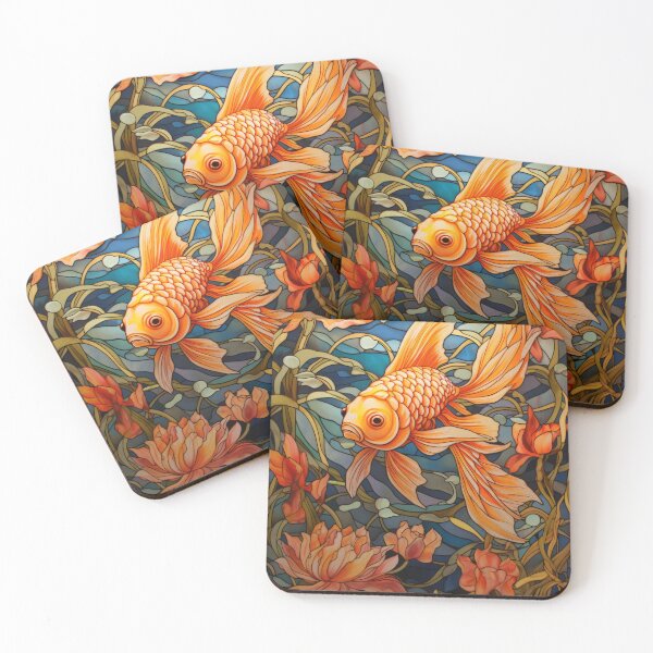 Item preview, Fantail Goldfish Stained Glass Window Design designed and sold by pinkal.