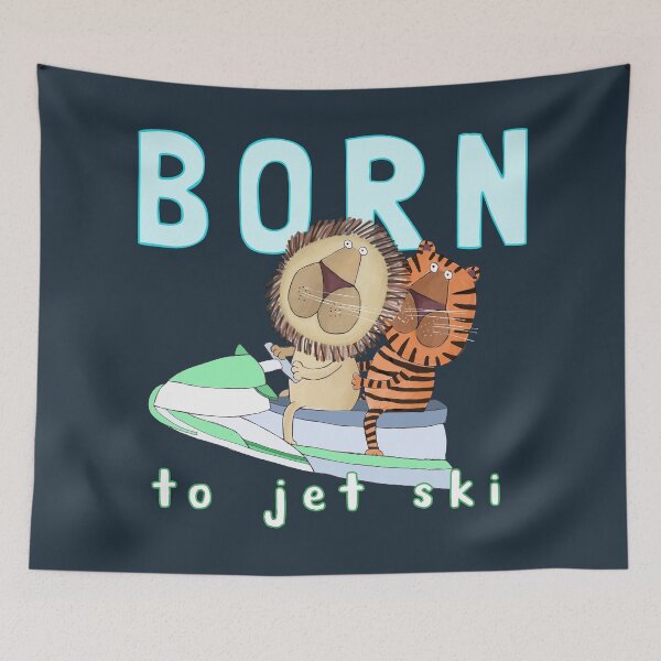 Item preview, Born to Jet Ski, Funny Tiger and Lion Jet Skiing by Artist Carla Daly designed and sold by Carla Daly.