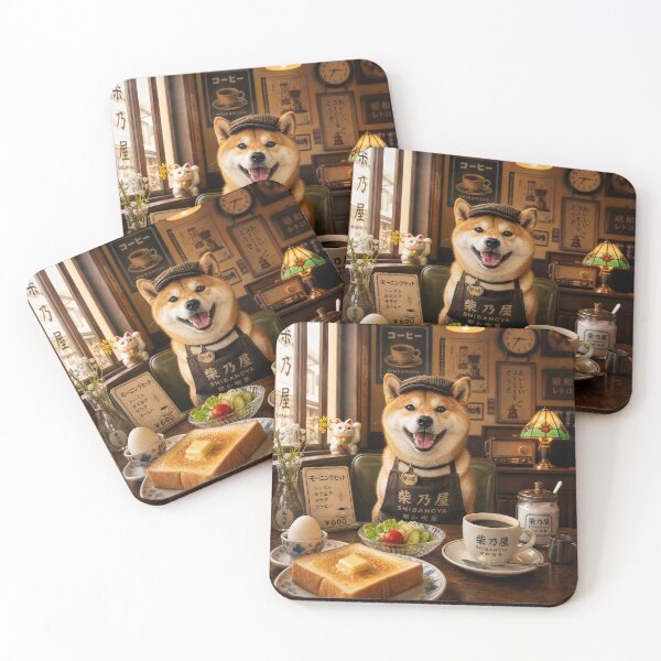 Item preview, Shibanoya Morning Set – Retro Shiba Café designed and sold by Shibanoya.