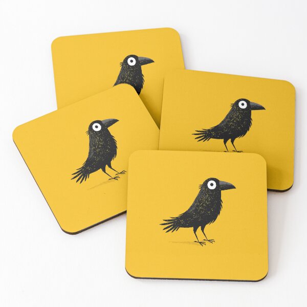 Item preview, Black Simple Crow Yellow Background Art designed and sold by GrinGalore.