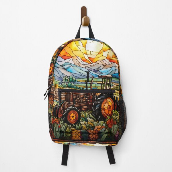 Item preview, Vintage Farm Tractor Stained Glass Window Design designed and sold by pinkal.