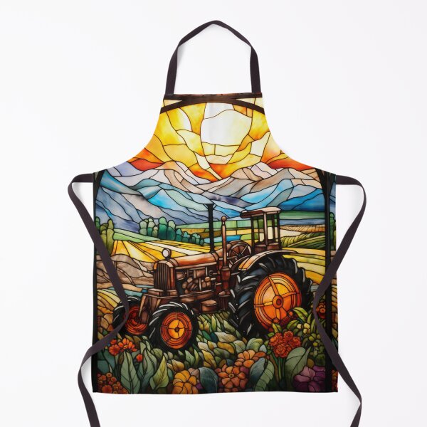 Item preview, Vintage Farm Tractor Stained Glass Window Design designed and sold by pinkal.