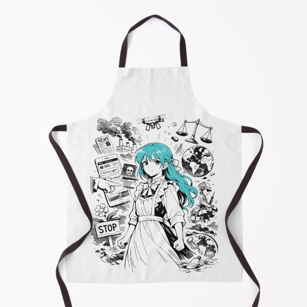 Item preview, Anime girl with turqoise hair against the world challenges in black and white designed and sold by wallartofmio.