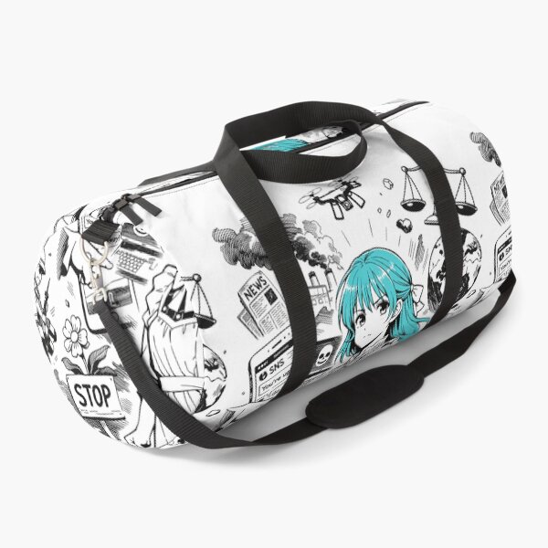 Item preview, Anime girl with turqoise hair against the world challenges in black and white designed and sold by wallartofmio.