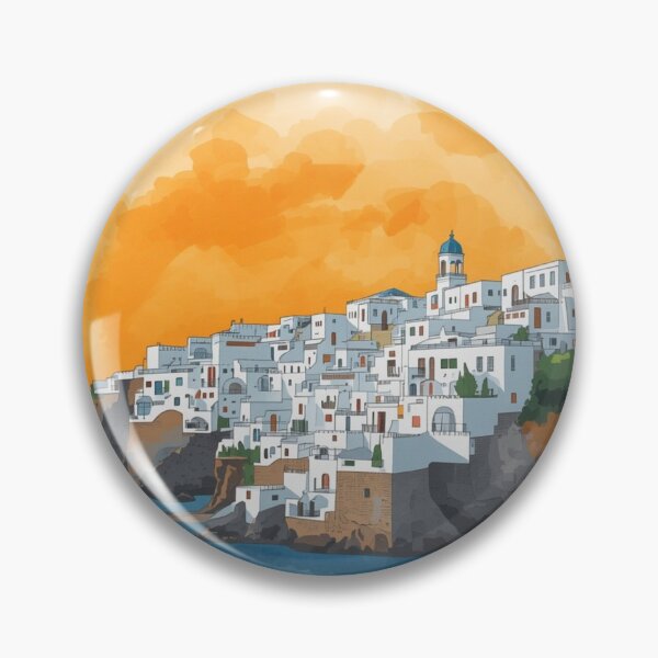 Item preview, Sidi Bou Said Cliffside Village at Golden Sunset — Watercolor Mediterranean Skyline | Tunisia Travel Art Design designed and sold by carthagia.