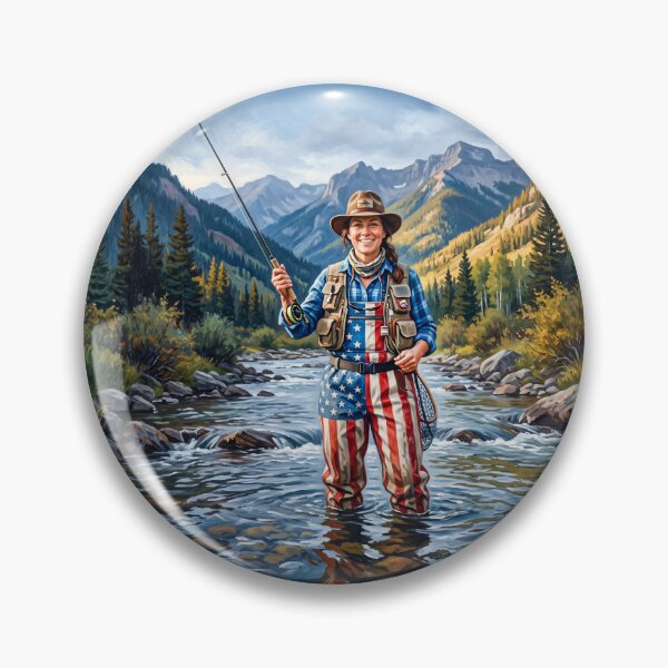 Item preview, Flyfishing Woman With American Flag Waders designed and sold by Home Decor Art.
