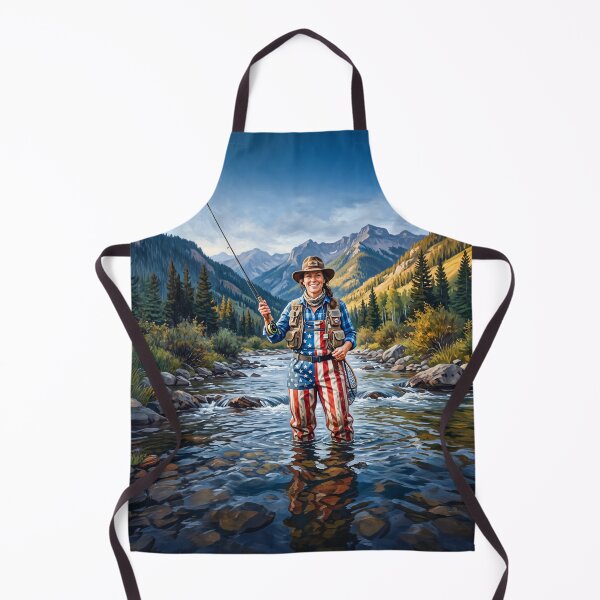 Item preview, Flyfishing Woman With American Flag Waders designed and sold by Home Decor Art.