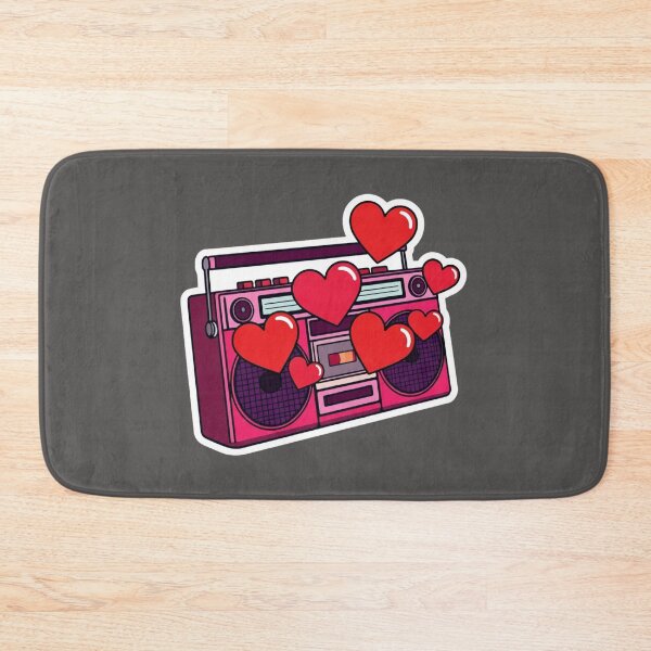 Item preview, Retro Pink Boombox Sticker with Floating Red Hearts Y2K Aesthetic designed and sold by GeekStickerLab.