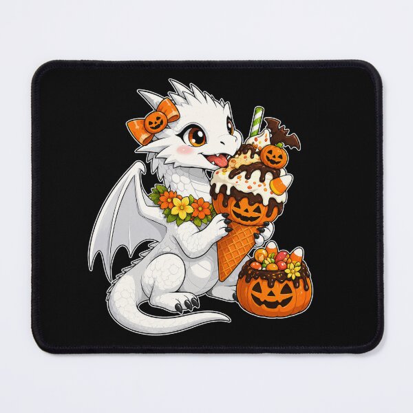 Item preview, Summerween White Dragon with Pumpkin Ice Cream designed and sold by Hatchling Hollow.