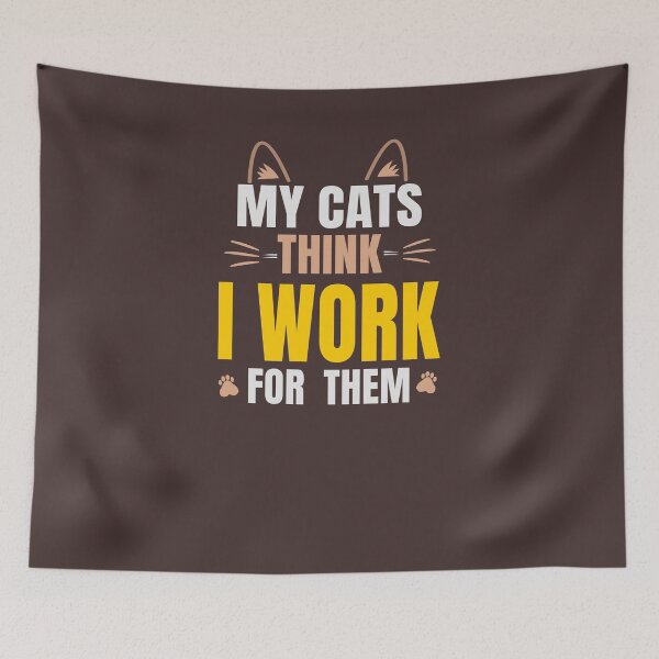 Item preview, My Cats Think I Work For Them Funny Cat Lover Typography T-Shirt designed and sold by HeartAndArtShop.